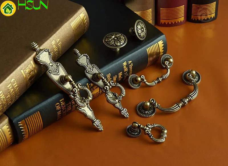 Furniture Hardware Drop Pulls - 2 قطعة 6 نمط الريف مضمد